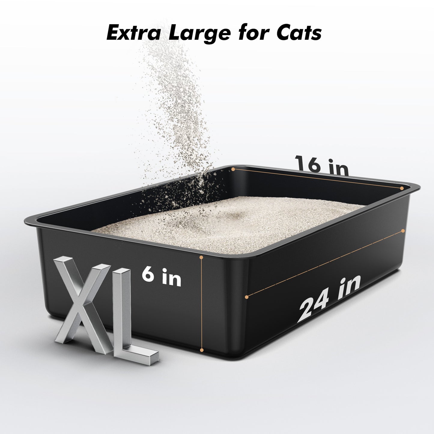 Stainless Steel Cat Litter Box - Nityers Metal Cat Litter Pan, Extra Large Cat Litter Box, Pet Toilet Supplies for Big Cats, Kitten, Rabbit - Never Absorbs Odor, Stains or Rusts, Easy to Clean