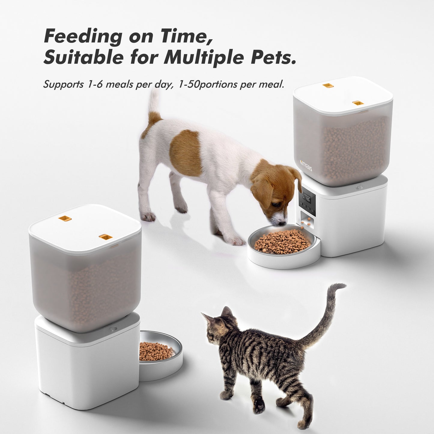 Automatic Dog Feeder - 8L/34 Cups Large Capacity Automatic Cat Food Dispenser with LCD Screen, Large Food Tray, Battery Operated, Timed Cat Feeder, Up to 50 Portions 6 Meals Per Day, Keeps Fresh