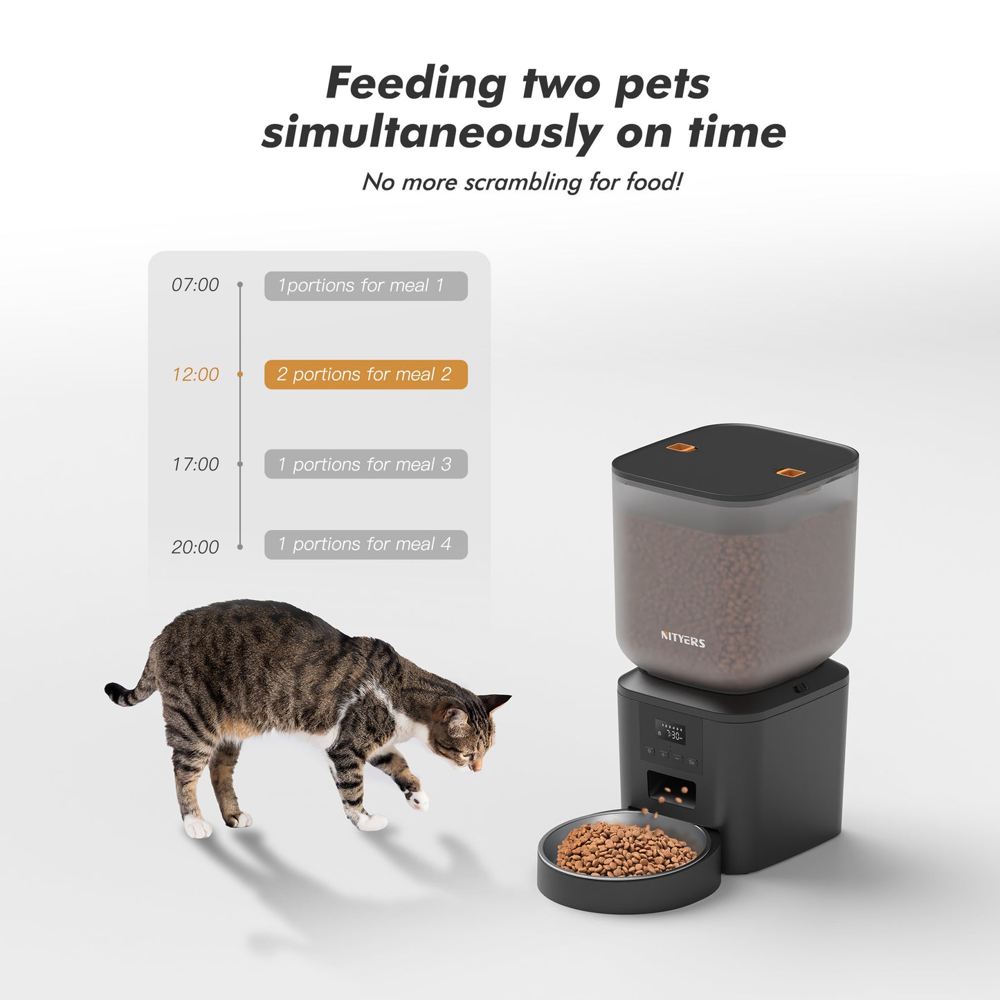 Automatic Dog Feeder - 8L/34 Cups Large Capacity Automatic Cat Food Dispenser with LCD Screen, Large Food Tray, Battery Operated, Timed Cat Feeder, Up to 50 Portions 6 Meals Per Day, Keeps Fresh