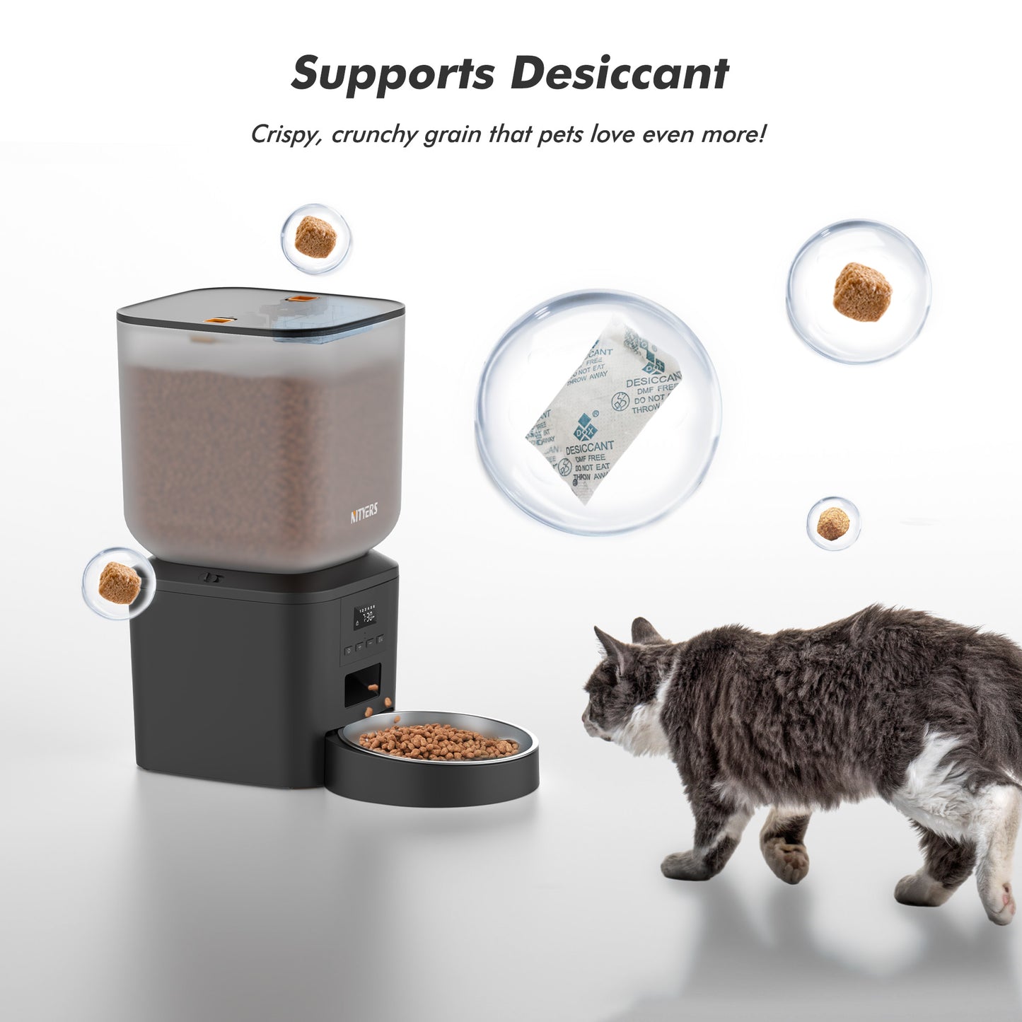 Automatic Dog Feeder - 8L/34 Cups Large Capacity Automatic Cat Food Dispenser with LCD Screen, Large Food Tray, Battery Operated, Timed Cat Feeder, Up to 50 Portions 6 Meals Per Day, Keeps Fresh